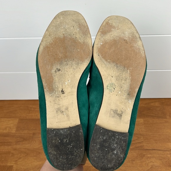 J crew emerald green loafers chain accent suede women’s size 10 - Picture 6 of 8